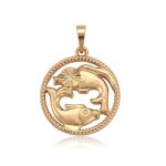 Collier - femme - signe zodiaque - poissons - chane et pendentif - plaqu or jaune 750 / 1000 - 3 microns ...