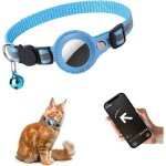 Collier gps chat - xvx - anti �tranglement - personnalisable - compatible airtag - bleu