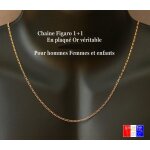 Collier homme femme 50cm en v�ritable plaqu� or chaine fine 1. 8mm en maille figaro 1 + 1 pour pendentif ...