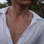 Collier homme en acier inoxydable nami - chane argent 60 cm artisanale cadeau pour lui (4mm)