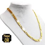 Chane de cou homme - maille figaro - 50 cm - 5 mm - plaqu or jaune 750 / 1000 - 3 microns