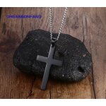 Collier homme - croix en acier inoxydable pendentif accessoires collier - noir