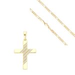 Collier - homme - chaîne et pendentif - grand modèle - croix - christ - plaqué or jaune 750 / 1000 - ... Collier - homme - chaîne et pendentif - grand modèle - croix - christ - plaqué or jaune 750 / 1000 - ...