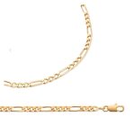 Chane de cou - homme - maille figaro - triple - 55 cm - 45 mm - plaqu or jaune 750 / 1000 - 3 microns ...