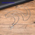 Collier homme - individualit� pendentif croix en acier inoxydable collier couleur acier - argent�