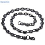Collier homme - maille grain de caf - acier inoxydable - accessoires de mode - noir