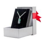 Collier homme pendentif tiki vert en argent massif 925 rhodi avec chaine 50cm et boite