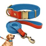 Collier et laisse pour chien - qianruida - nylon bleu xl - anti - d�rapant