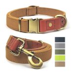 Collier et laisse pour chien - qianruida - nylon - khaki - xl - confort optimal Collier et laisse pour chien - qianruida - nylon - khaki - xl - confort optimal