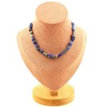 Pierres et minraux. collier 20 perles lapis lazuli du pakistan. chaine en acier inoxydable collier femmes ...