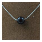 Pierres et minraux. collier 1 perle obsidienne noire 8 mm chaine en acier inoxydable.