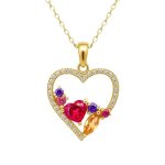 Collier pendent c?ur multicolore femme plaqu or 18 carats & zirconium ? bijou amour couleurs vives ? ...