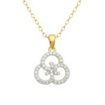 Collier pendent entrelacs volutes femme plaqu� or 18 carats & zirconium pav� ? bijou d�licat �l�gant ...