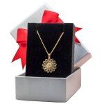 Collier avec pendentif fleur en vritable plaqu or avec chaine de 45cm