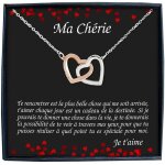 Collier personnalis pour femme avec pendentif en forme de coeurs entrelacs contenant un message damour ...