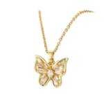 Collier en plaqu or 18k bijou  la mode en acier inoxydable transparent avec pendentif papillon en cz ...