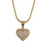 Collier plaqu� or pendentif coeur recto pierres sy
