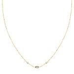 Collier ras du cou en or 18 carats pour femme 40 cm. chane force pierre aigue - marine 5 x 3 mm.