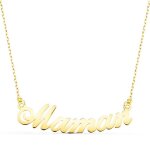 Collier ras du cou en or 18 carats pour femme 43 cm. message maman 34 mm. maman en fran�ais