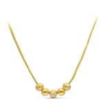 Collier ras du cou en or 18 carats pour femme 45 cm. boules combines mates et brillantes