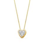 Collier ras du cou en or bicolore 18 carats pour femme 42 cm. pendentif coeur avec zircons