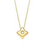 Collier ras - de - cou en or jaune 18 carats avec �toile de 5 x 5 mm. diamant de laboratoire de 0015 ...