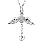 Collier sautoir pendentif ailes dange avec pendentif c?ur en chaîne plaqué argent sterling 925 avec des ... Collier sautoir pendentif ailes dange avec pendentif c?ur en chaîne plaqué argent sterling 925 avec des ...