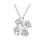 Collier sautoir pendentif feuille de trfle plaqu argent sterling 925 et strass en cristaux autrichiens ...