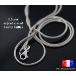 Collier serpent en argent massif 925 chaine maille cable 1mm taille homme femme enfant 50cm Collier serpent en argent massif 925 chaine maille cable 1mm taille homme femme enfant 50cm