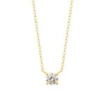 Collier solitaire femme plaqu or 18 carats ? pendentif zirconium rond 5mm ? chane rglable 45cm ? bijou ...