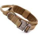 Collier tactique pour chien nylon militaire avec poigne boucle en mtal rembourr rglable pour les ...