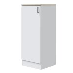 Colonne armoire de cuisine avec 1 porte coloris blanc brillant / chne canadien