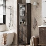 Armoire de salle de bain - hoerfuriy - colonne 40x31x170 cm - 2 portes & �tag�re r�glable - 5 compartiments ...