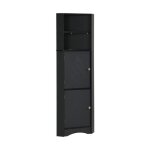 Colonne - armoire sdb meuble salle de bain angle 2 compartiments noir - 365x365x155cm - tagre rglable ...