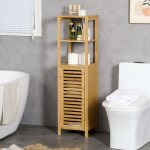 Colonne armoire sdb meuble salle de bain bambou r�glable hauteur 120 cm 2 �tag�res ouvertes 33 x 30 x ...