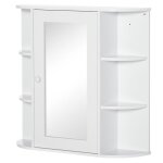 Colonne - armoire sdb avec miroir 8 compartiments murale blanche 66x17x63cm multifonction pour salle ...