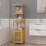 Colonne en bambou - woltu meuble design naturel - salle de bain chambre cuisine - 33x36x140cm
