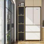 Colonne de cuisine avec 4 portes abattantes poignée bouton argentée salle à manger 40 x 30 x 160cm naturel ... Colonne de cuisine avec 4 portes abattantes poignée bouton argentée salle à manger 40 x 30 x 160cm naturel ...