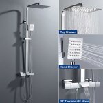 Colonne de douche - mitigeur thermostatique - pomme haute 30x20 cm - chrome - baignoire / salle de bain ...