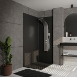 Colonne de douche effet pluie - 140x20cm - acier inoxydable chrome bross
