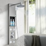 Colonne de douche hydromassante en acier inoxydable avec buses massants colonne douche murale multifonction ...