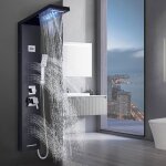 Colonne de douche hydromassante pour baignoire 6 en 1 avec led colonne douche hydromassage brossée acier ... Colonne de douche hydromassante pour baignoire 6 en 1 avec led colonne douche hydromassage brossée acier ...