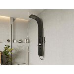 Colonne de douche hydromassante avec tagre - noir mat - 20 x 140 cm - roana