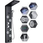 Colonne de douche hydromassante led 4 fonctions: douche de pluie  led 4 jets de massage douchette et ...
