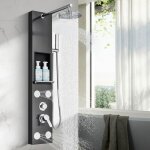 Colonne de douche hydromassante noir en acier inoxydable avec buses massants colonne douche murale multifoncti ...