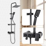 Colonne de douche?kilisky?hauteur r�glable?robinet de salle de bain - 3 fonctions?syst�me de douche noir ...