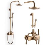 Colonne de douche laiton r�tro colonne de douche antique avec pommeau de 20cm et mitigeur