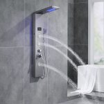 Colonne de douche led - inox - pomme de douche carrée - Écran lcd - hydromassage - 5 sorties deau Colonne de douche led - inox - pomme de douche carrée - Écran lcd - hydromassage - 5 sorties deau