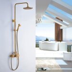 Colonne de douche - bronze - mitigeur mcanique - douche  effet pluie - hauteur rglable - flexible ...