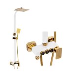 Colonne de douche avec mitigeur silla - ensemble de douche avec r�glable en hauteur - vintage blanc / ...